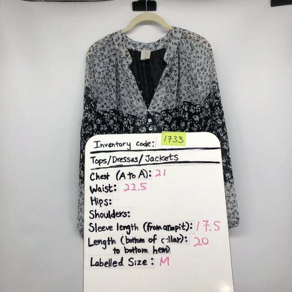 Joie Floral Print Caillie long sleeve Top Black White balloon sleeve Blouse M - Picture 13 of 15